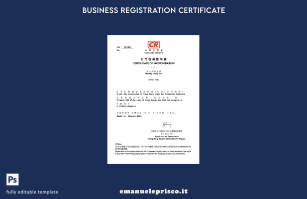 certificato di incorporazione in stile cinese modello Word e PDF